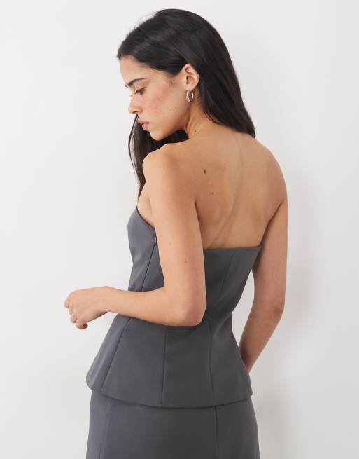 4th & Reckless tailored bandeau top in grey (part of a set), 4 of 4