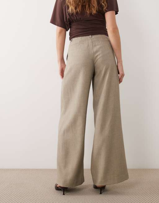 4th & Reckless tailored belted pleat front wide leg pants in light gray heather, 3 of 5