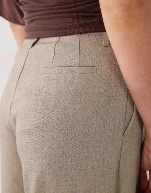 4th & Reckless tailored belted pleat front wide leg pants in light gray heather, 4 of 5