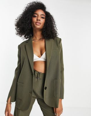4th & Reckless tailored blazer co-ord in khaki
