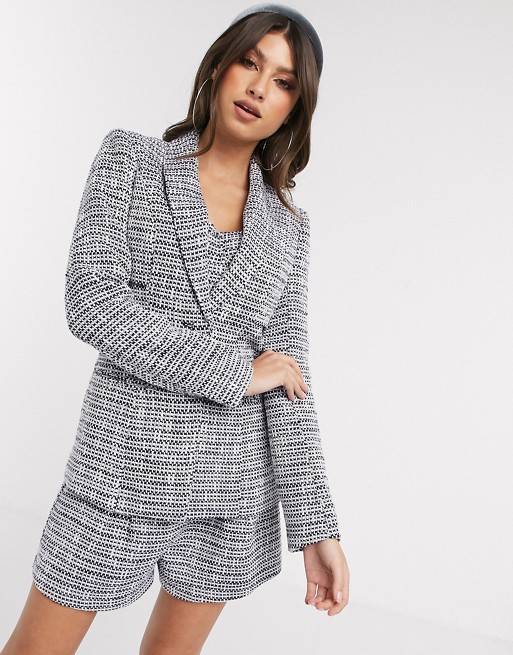 4th & Reckless tailored blazer co ord in navy boucle