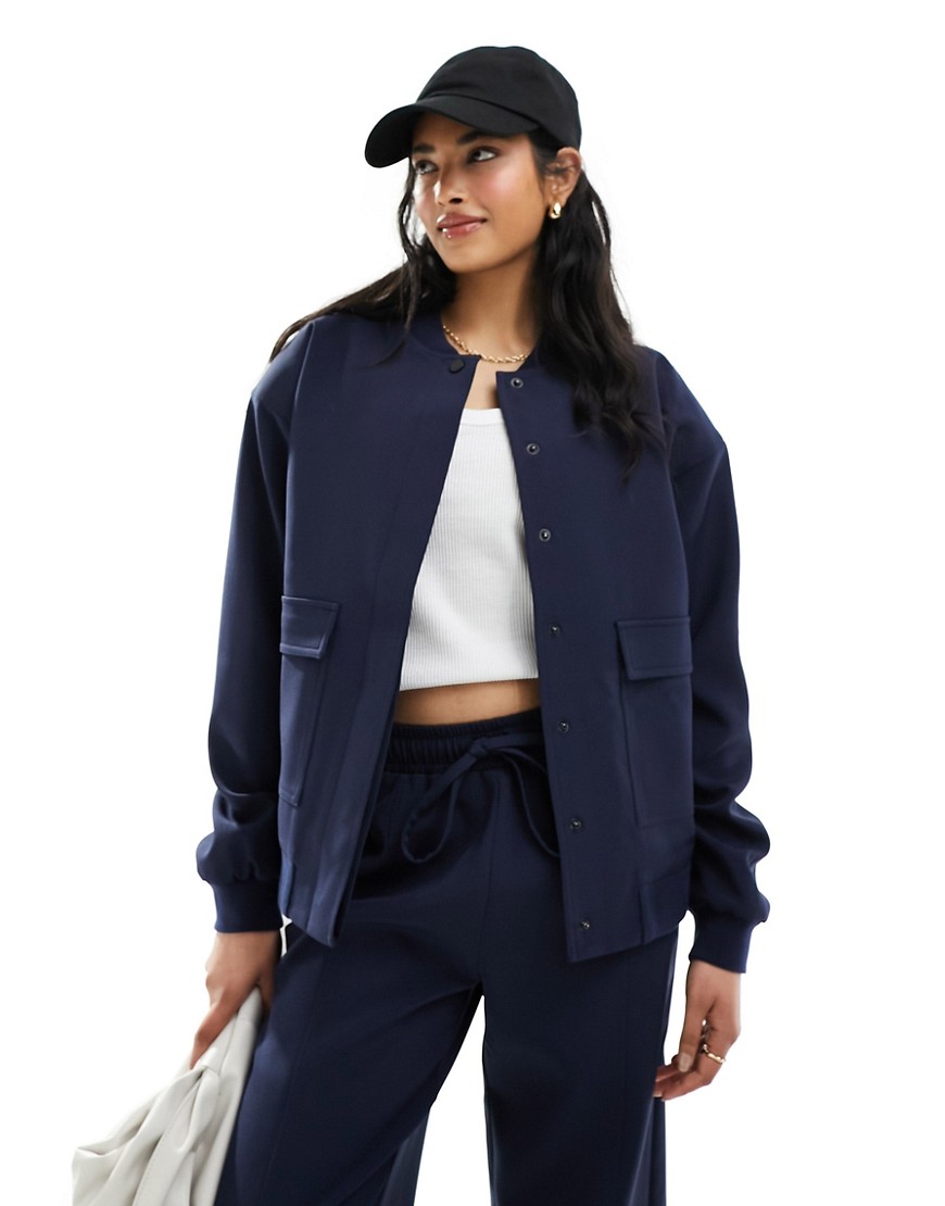 4th & Reckless tailored bomber jacket co-ord in navy - NAVY