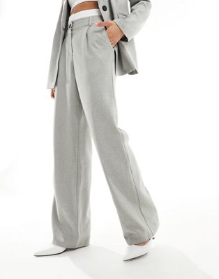 4th & Reckless tailored boxer waist detail wide leg pants in gray - part of  a set