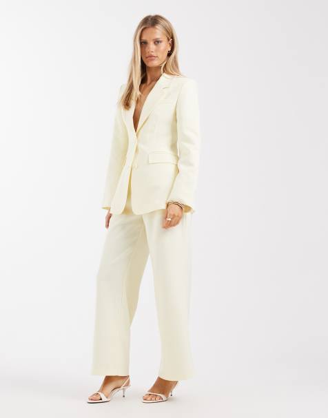 4th & Reckless tailored cinched waist pocket front blazer and wide leg trousers co-ord in yellow - view 1
