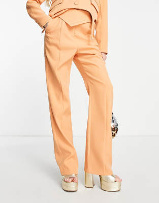 4th & Reckless tailored co ord trousers with overlap design detail in peach - ASOS Price Checker