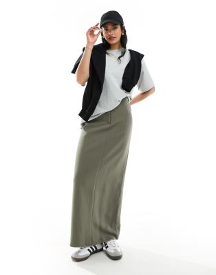 4th & Reckless Tailored Column Maxi Skirt In Olive-green