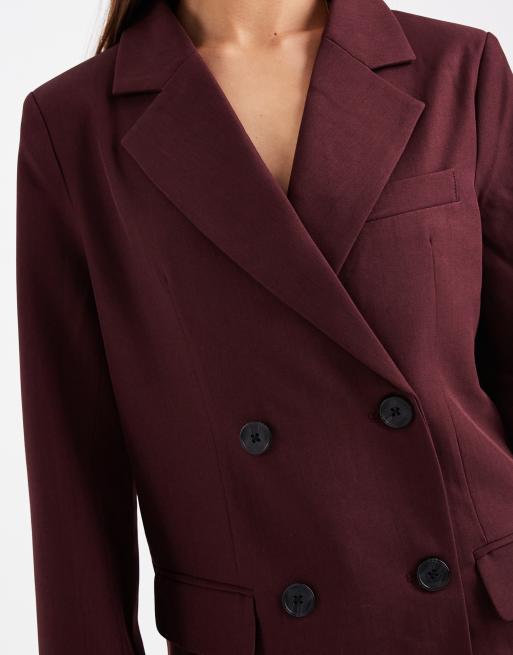 4th & Reckless tailored double breasted blazer co-ord in burgundy, 4 of 4