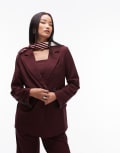 [4th & Reckless] 4th & Reckless tailored double breasted blazer in burgundy (part of a set) 16 BURGUNDY