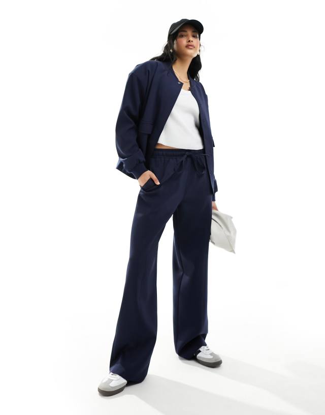 4th & Reckless - tailored drawstring straight leg trousers co-ord in navy