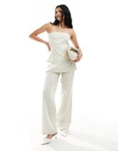ASOS DESIGN modal corset waist t-shirt in pale gray