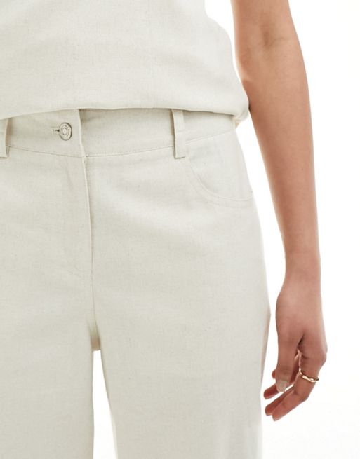 Girls Linen Trouser Pants, Cream
