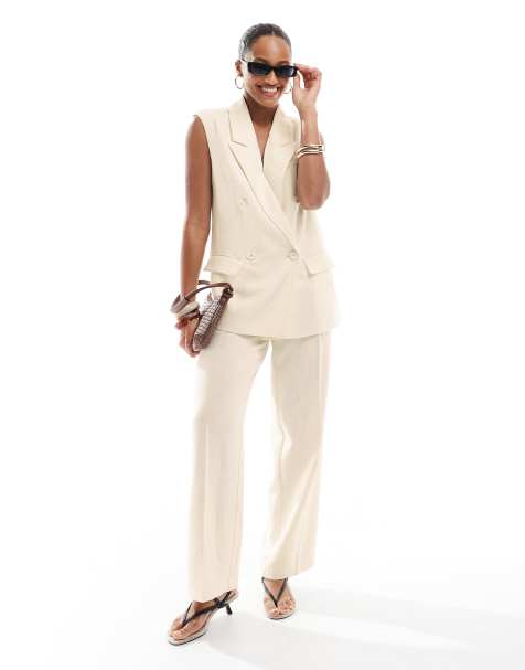 4th & Reckless tailored longline waistcoat and wide leg trouser co-ord in buttercream yellow - view 1