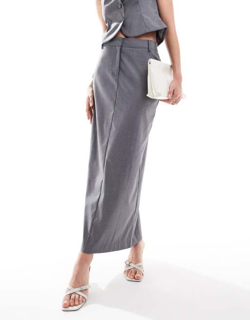 スカート Slit detail tailored maxi skirt gray MAXI TAILORED SKIRT – Viktor&Rolf
