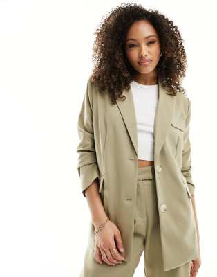 4th & Reckless Tailored Oversized Blazer In Olive - Part Of A Set-green