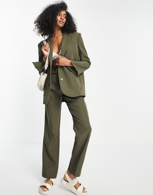 4th & Reckless blazer and belted pants set in khaki