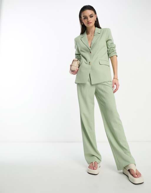 Sage Green Pant Suit for Women, Green Pant Suit, Two Piece Deep V Blazer &  Trouser, Business Formal Pant Suit, Wedding Pant Suit 