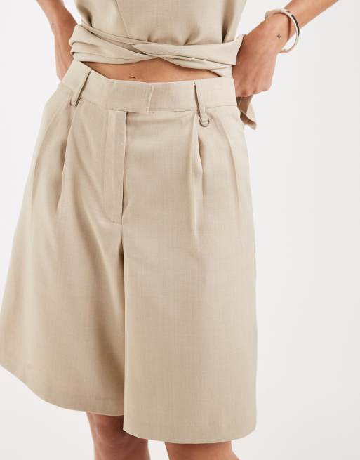 4th & Reckless tailored pleat front longline shorts in beige - part of a set, 4 of 5