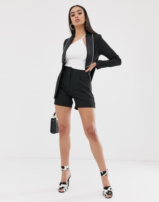 4th & Reckless tailored short with diamante trim in black, 4 of 4
