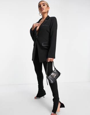 4th & Reckless tailored side split pant in black - part of a set