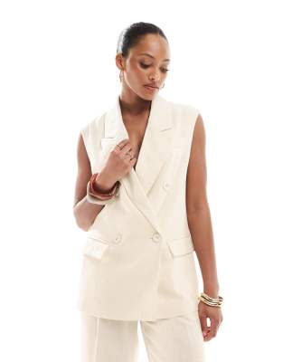 4th & Reckless 4th & Reckless tailored sleeveless longline waistcoat co-ord in buttercream yellow