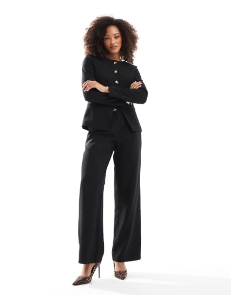4th & Reckless tailored straight leg pants in black (part of a set) - view 1