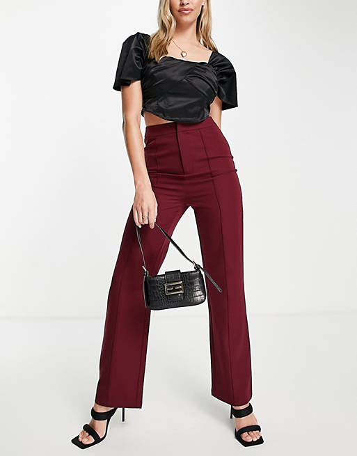 4th & Reckless tailored trousers in berry