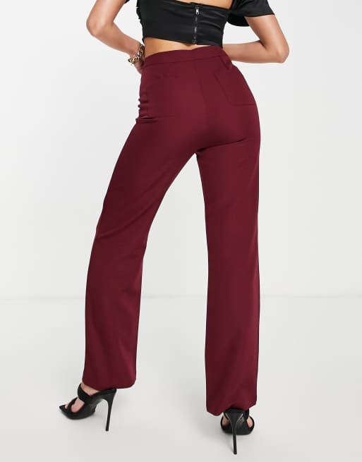 4th & Reckless tailored trousers in berry, 2 of 4