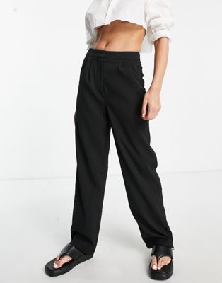4th & Reckless tailored trousers with elastic cuff detailing in black