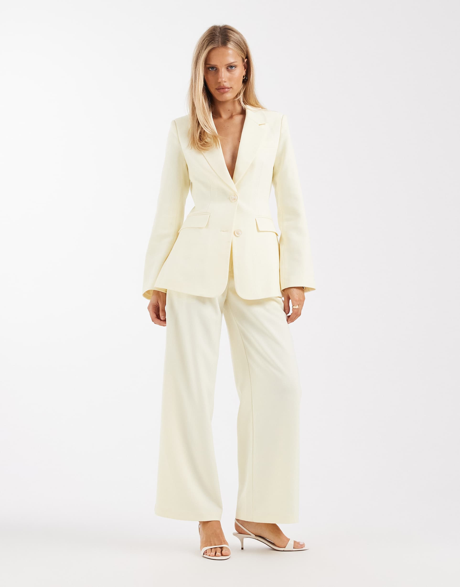 4th & reckless tailored wide leg pants in yellow - part of a set