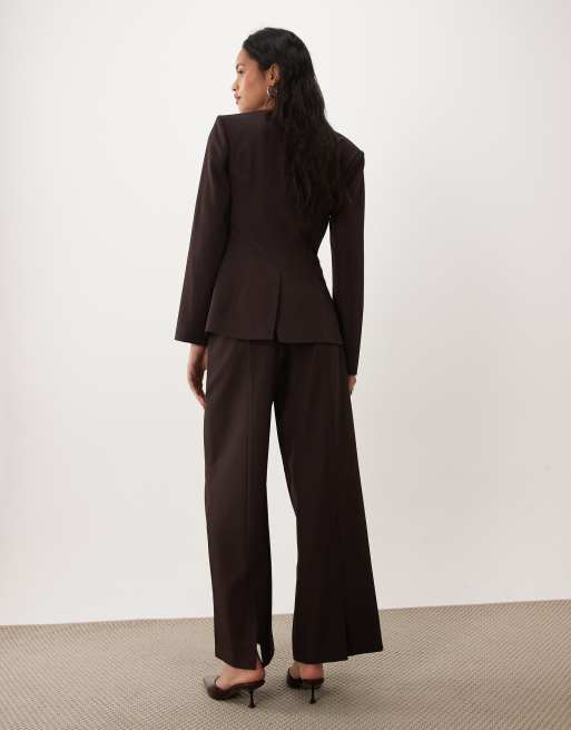 4th & Reckless tailored wide leg trousers co-ord in aubergine, 5 of 5