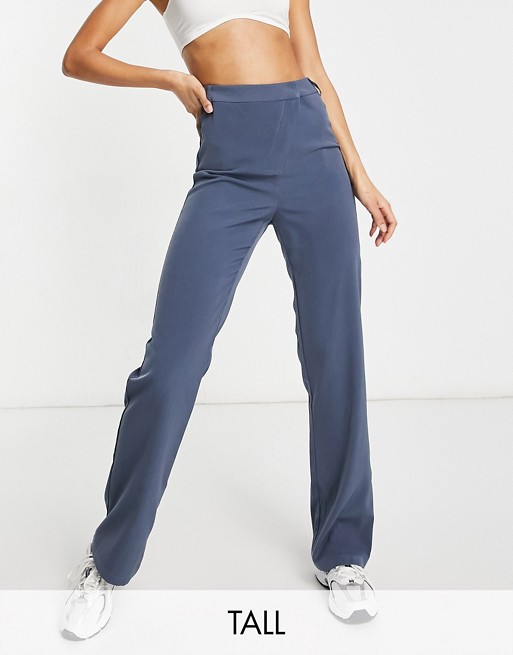4th & Reckless Tall asymmetric zip detail tailored trouser in steel blue