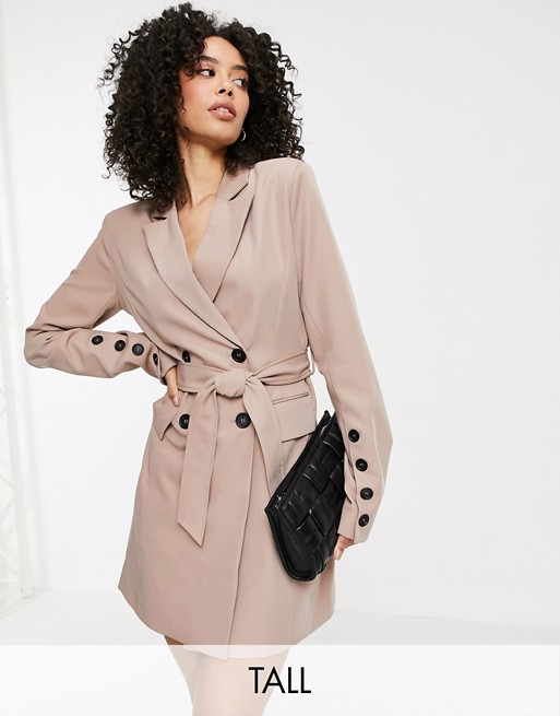 4th & Reckless Tall belted blazer dress in mink
