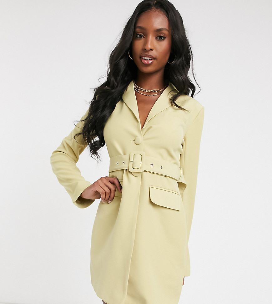 4th & Reckless Tall 4th + Reckless Tall Blazer Dress With Belt In Pistachio-green