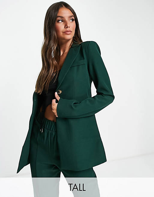 4th & Reckless Tall double breasted blazer co ord in forest green