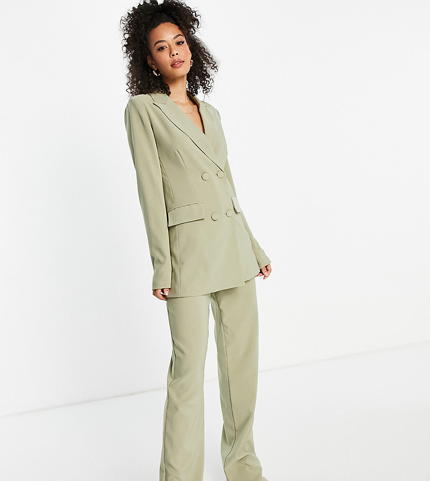 4th + Reckless Tall double breasted suit blazer in khaki-Pink