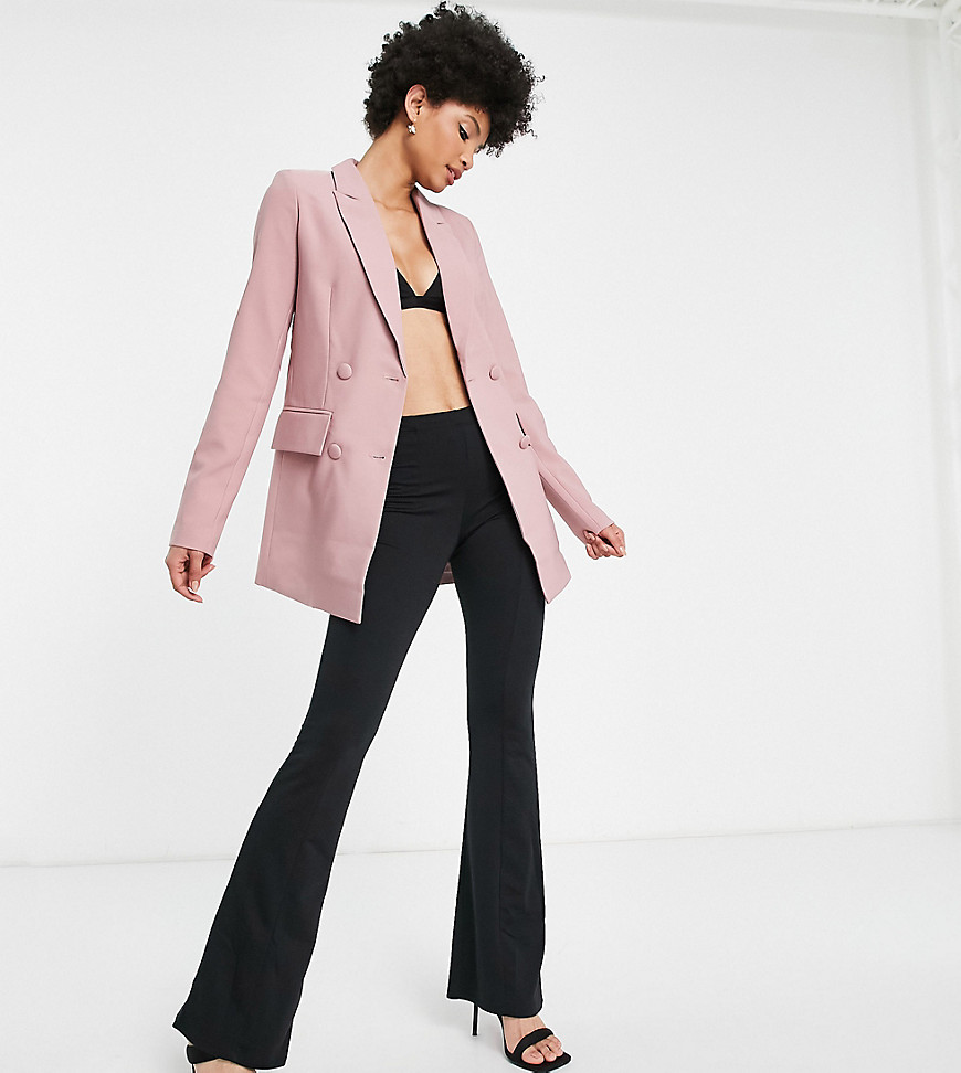 4th & Reckless Tall double breasted suit blazer in mink-Pink