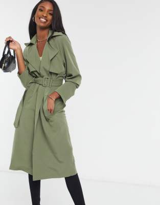 khaki long duster coat