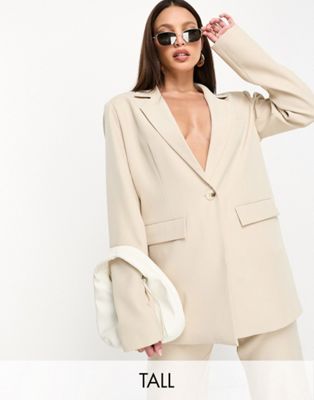4th & Reckless Tall exclusive blazer with button back detail co-ord in cream