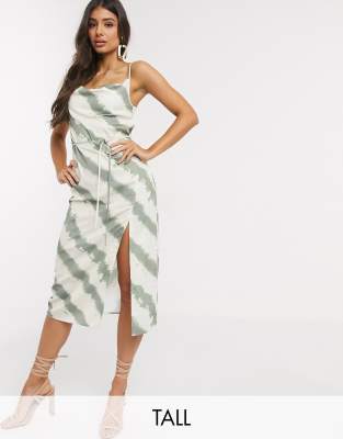 cowl front midi dress