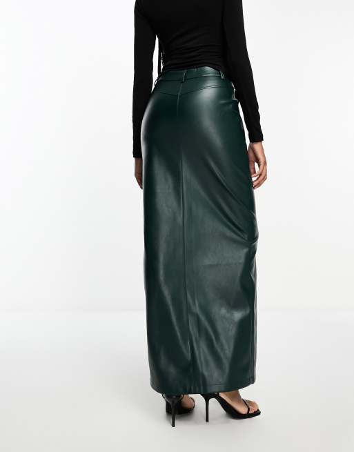 Faux leather emerald 2025 green pencil skirt