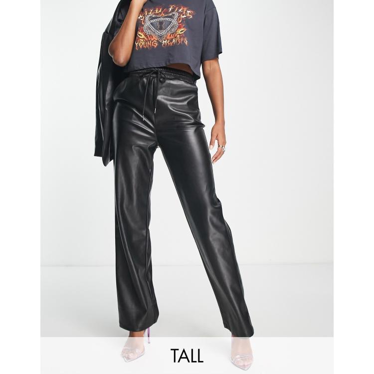 Leather look shop trousers long leg