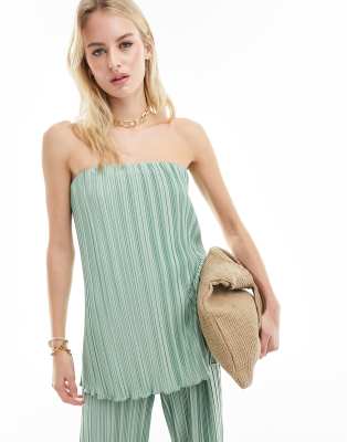 exclusive pleated bandeau top in sage - part of a set-Black