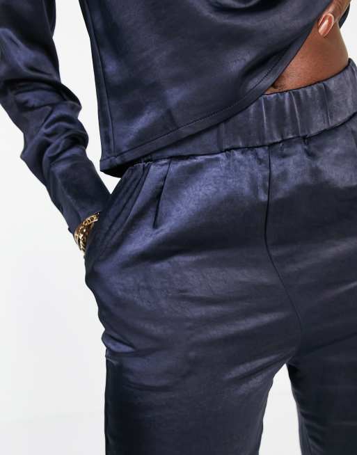 Blue store satin joggers