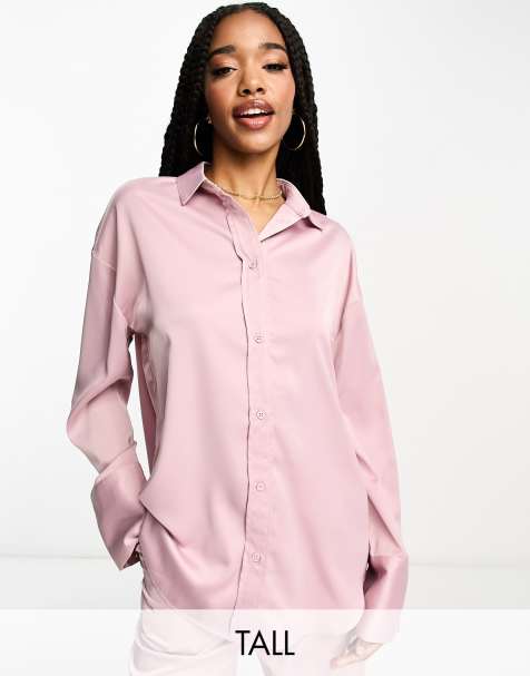 Buy Missguided Lilac Satin Wrap Front Cropped Shirt online