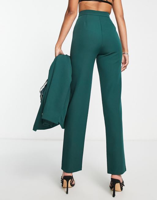 Green straight best sale leg pants