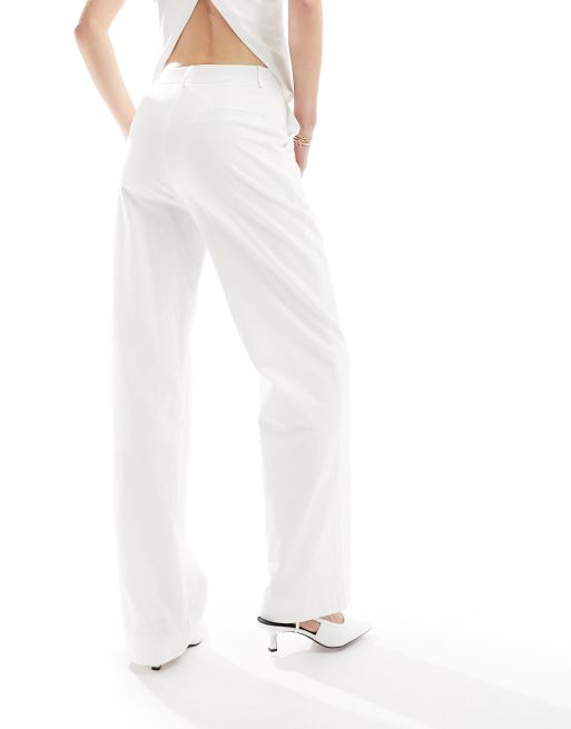 4th & Reckless Tall exclusive tailored linen look wide leg pants in white - part of a set, 4 of 5