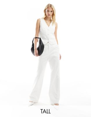 4th & Reckless Tall 4th & Reckless Tall exclusive tailored linen look wide leg trousers co-ord in white