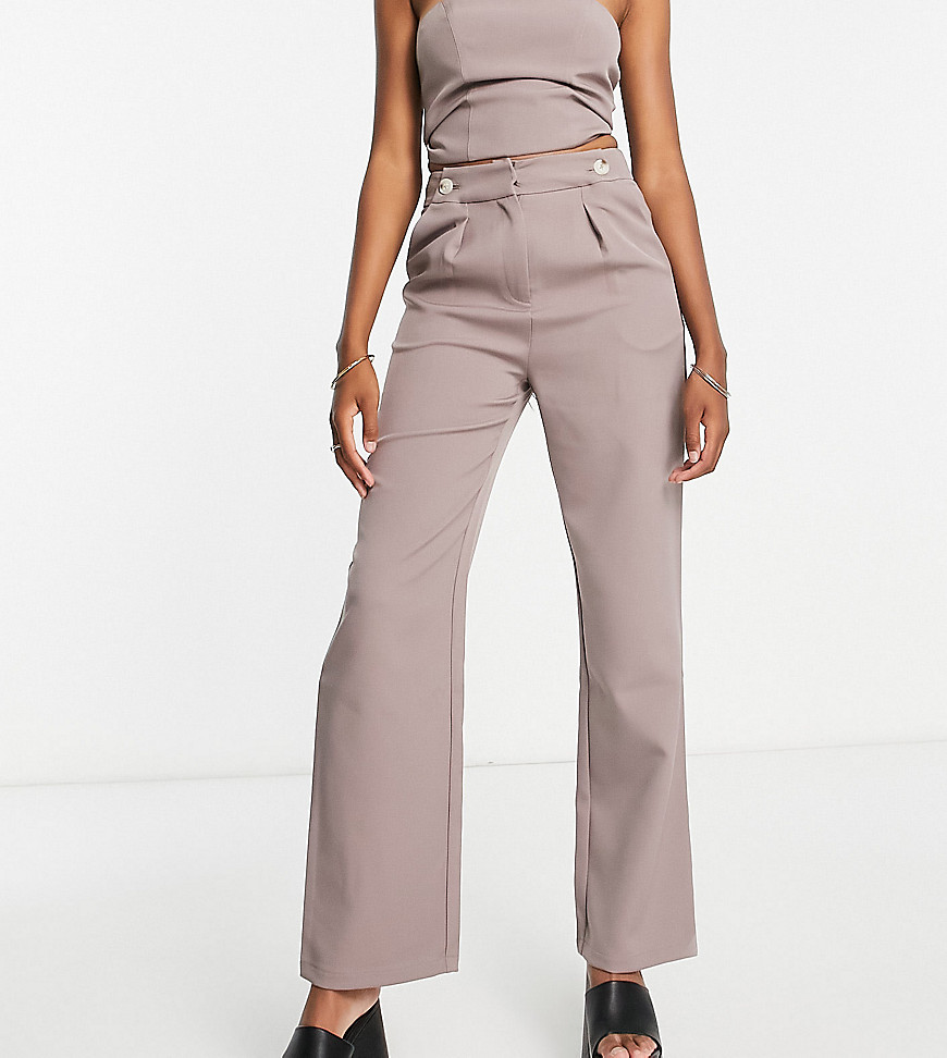 exclusive tailored pants in mocha - part of a set-Neutral