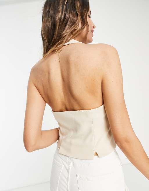 4th & Reckless Tall exclusive tailored waistcoat in beige (part of a set), 3 of 4
