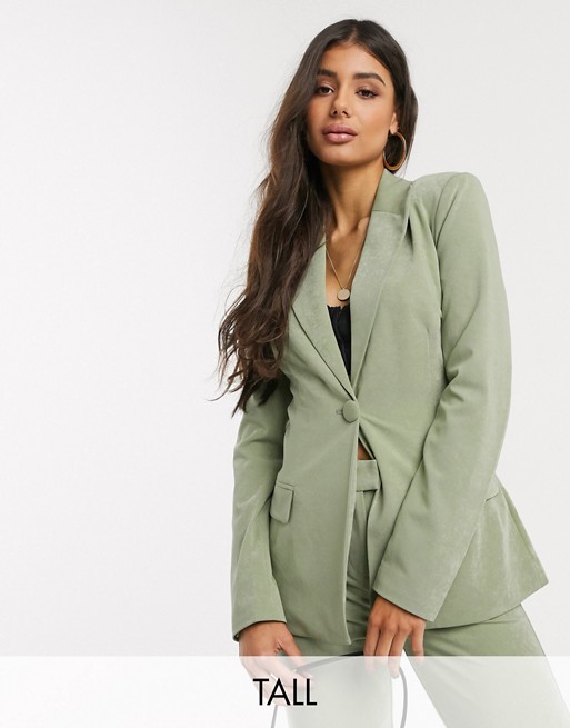 4th & Reckless Tall exclusive tie front blazer in sage